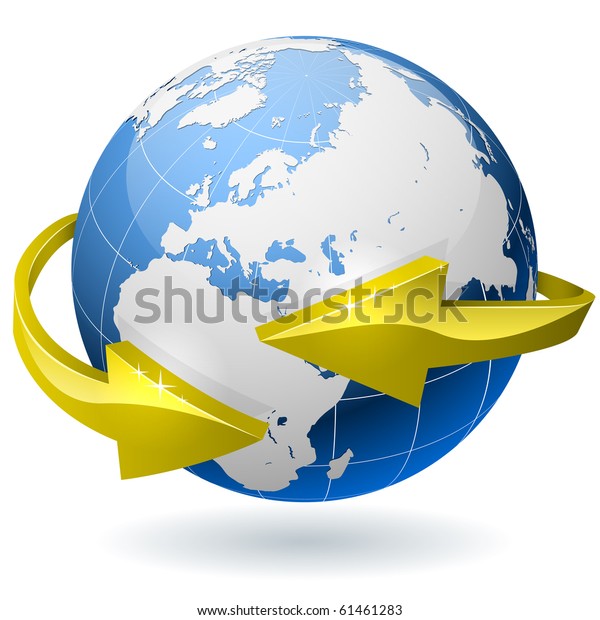 Earth Globe Surrounded By Golden Radial Stock Vector (Royalty Free ...