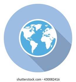 Earth Globe Symbol Flat Style Design