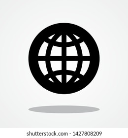 Earth Globe Symbol with Gray Shadow