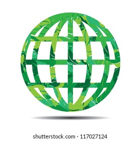 earth globe symbol leaves vector illustration