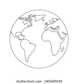 Earth globe template. World map. Line style icon of earth planet. Clean and modern vector illustration for design, web.