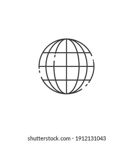 tierra, icono de la línea delgada del globo. Ilustración vectorial lineal. Pictograma aislado