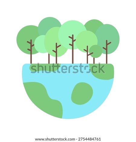 Earth globe with trees. Ecology, environment, nature, sustainability concepts. Flat vector design isolated illustration.