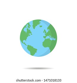 Earth globe in trendy flat style isolated vector illustration. Flat planet on white background. EPS 10