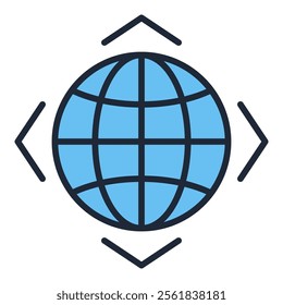 Earth Globe vector concept minimal blue icon or logo element