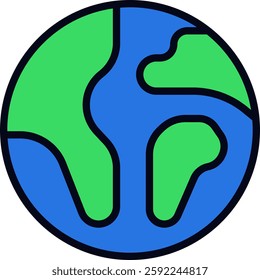 Earth Globe Vector for Global Ecology. Planet Earth illustration, world environment concept, geography and sustainability icon. Filled line icon