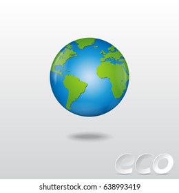 Earth globe vector icon with Eco letter.Vector illustration.