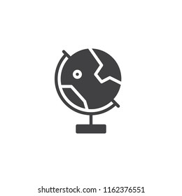 Earth globe vector icon. filled flat sign for mobile concept and web design. Globe on stand simple solid icon. Geography symbol, logo illustration. Pixel perfect vector graphics
