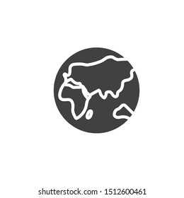 Earth globe vector icon. filled flat sign for mobile concept and web design. Planet Earth glyph icon. Symbol, logo illustration. Vector graphics