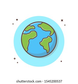 Earth Globe Vector Icon Illustration. World Icon Concept White Isolated. Flat Cartoon Style Suitable for Web Landing Page, Banner, Sticker, Backgroun