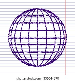 Earth Globe - Vector icon with pen effect 