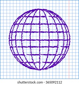 Earth Globe - Vector icon with pen effect 