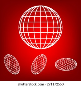 Earth Globe - Vector icon  set. Isometric effect