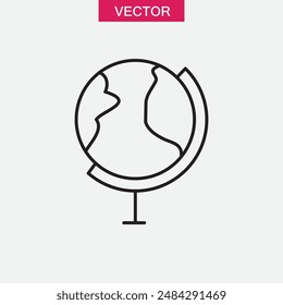 Earth globe vector icon. World globe sign flat black trendy style illustration for web and app on white background..eps