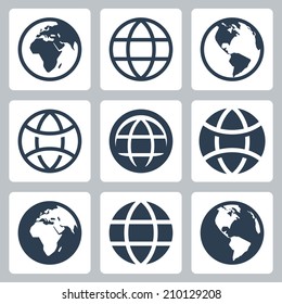 Globe Earth Vector Icons Set Reflection Stock Vector (Royalty Free ...