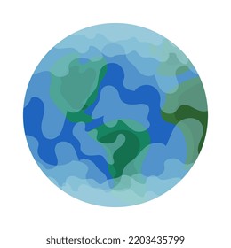  Earth globe vector illustration with abstract continents of North and South America, Eurasia and Africa isolated on white background Flat cartoon style 