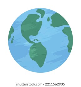  Ilustración vectorial del globo terrestre con continentes e islas abstractos simples, aislados en fondo blanco Estilo de caricatura plano con textura