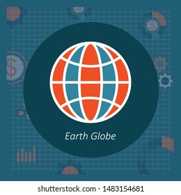 Earth Globe. Vector illustration. Flat design.