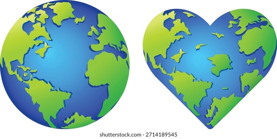 Erdkugel, Vektorgrafik. Realistisches Planeten-Erde-Symbol mit Wassergradientenfarbe einzeln auf weißem Hintergrund. Earth Day oder Umweltkonzept.