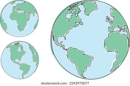 Earth globe vector illustration set