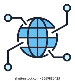 Earth Globe vector International Logistics concept blue icon or design element