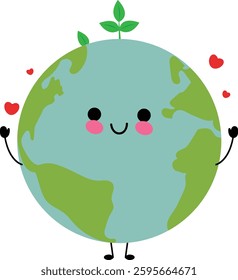 Earth Globe Vector With Leaves 