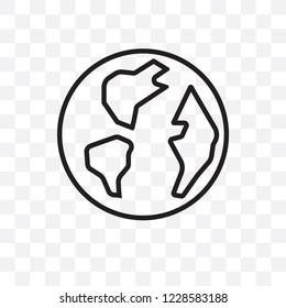 Earth globe vector linear icon isolated on transparent background, Earth globe transparency concept can be used for web and mobile