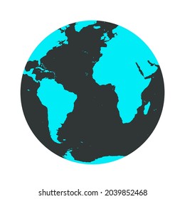 Earth globe vector map illustration planet icon. Sphere global world Earth globe circle sign. Cartoon shape isolated abstract Earth globe travel continent world symbol. Cartoon map with water eco land