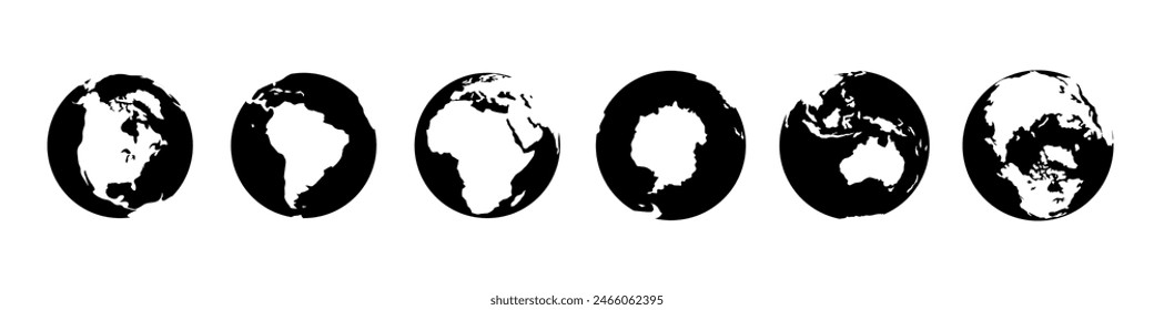 Earth globe vector. Globe vector silhouette.