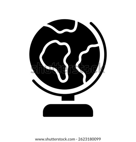 Earth Globe Vector for World Learning and Geography Education. Global illustration. Planet study concept for classrooms and schools. Glyph Icon