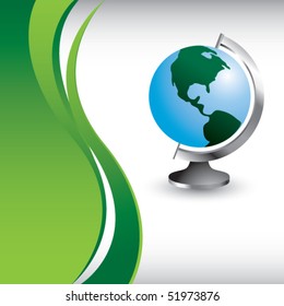 earth globe vertical green wave