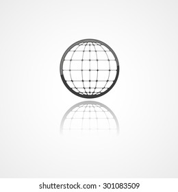 Earth globe web icon on gray background