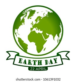 Earth globe with white background. Earth day poster. Ecology concept. Vector illustration.