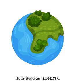 Earth globe wirh green island vector Illustration on a white background