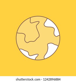 earth, globe, world, geography, discovery Flat Line Filled Icon. Beautiful Logo button over yellow background for UI and UX, website or mobile application