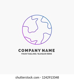 earth, globe, world, geography, discovery Purple Business Logo Template. Place for Tagline