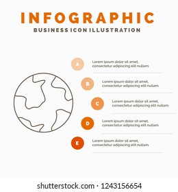 earth, globe, world, geography, discovery Infographics Template for Website and Presentation. Line Gray icon with Orange infographic style vector illustration