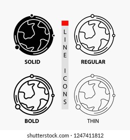 earth, globe, world, geography, discovery Icon in Thin, Regular, Bold Line and Glyph Style. Vector illustration