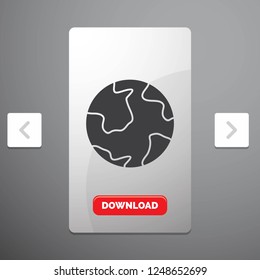 earth, globe, world, geography, discovery Glyph Icon in Carousal Pagination Slider Design & Red Download Button