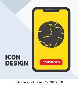 earth, globe, world, geography, discovery Glyph Icon in Mobile for Download Page. Yellow Background