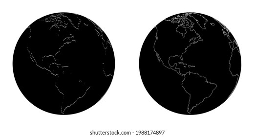 Earth Globe. World Map in circle. Earth Globes collection. World Map in modern simple styles. Earth Map, isolated. Globes web icons. Vector illustration