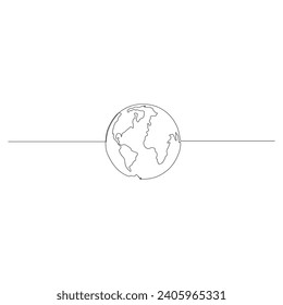 earth globe world map Continuous One line drawing. Earth globe hand drawn insignia. Stock vector illustration 
