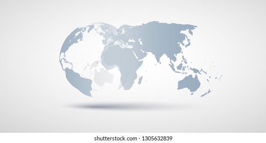 Earth Globe and World Map Design Layout- Global Business, Technology, Globalisation Concept, Vector Template