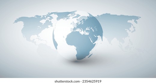 Earth Globe and World Map Design Layout - Global Business, Technology, Globalization Concept, Multi Purpose Vector Template