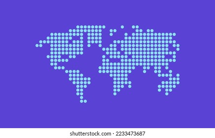 Earth globe world map of dots and global geography in dotted pattern flat vector illustration.