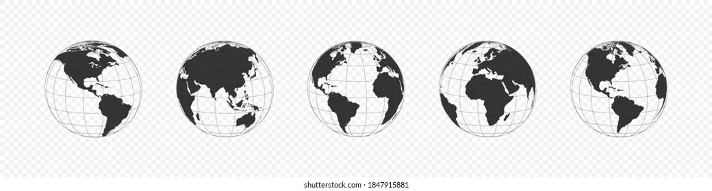 Earth Globe. World map, isolated. Vector illustration