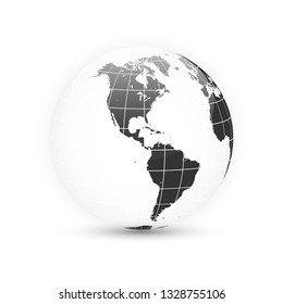 Earth globe. World map set. Planet with continents. Vector Illustration.