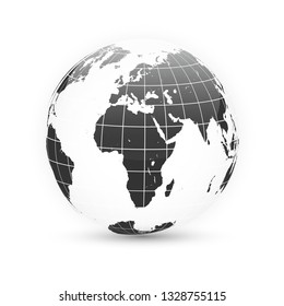 Earth globe. World map set. Planet with continents. Vector Illustration.
