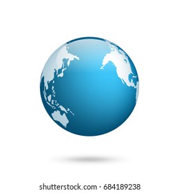 Earth globe. World map set. Planet with continents.Africa Asia, Australia, Europe, North America and South America.