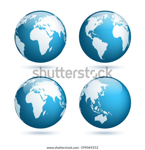 Earth Globe World Map Set Planet Stock Vector (Royalty Free) 599069252 ...